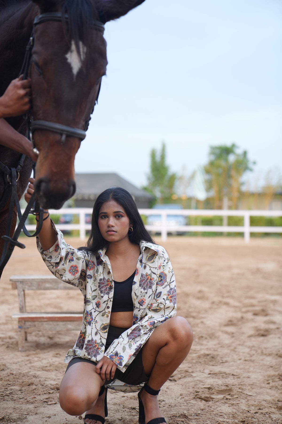 Meadow Muse Floral High-Low Shirt