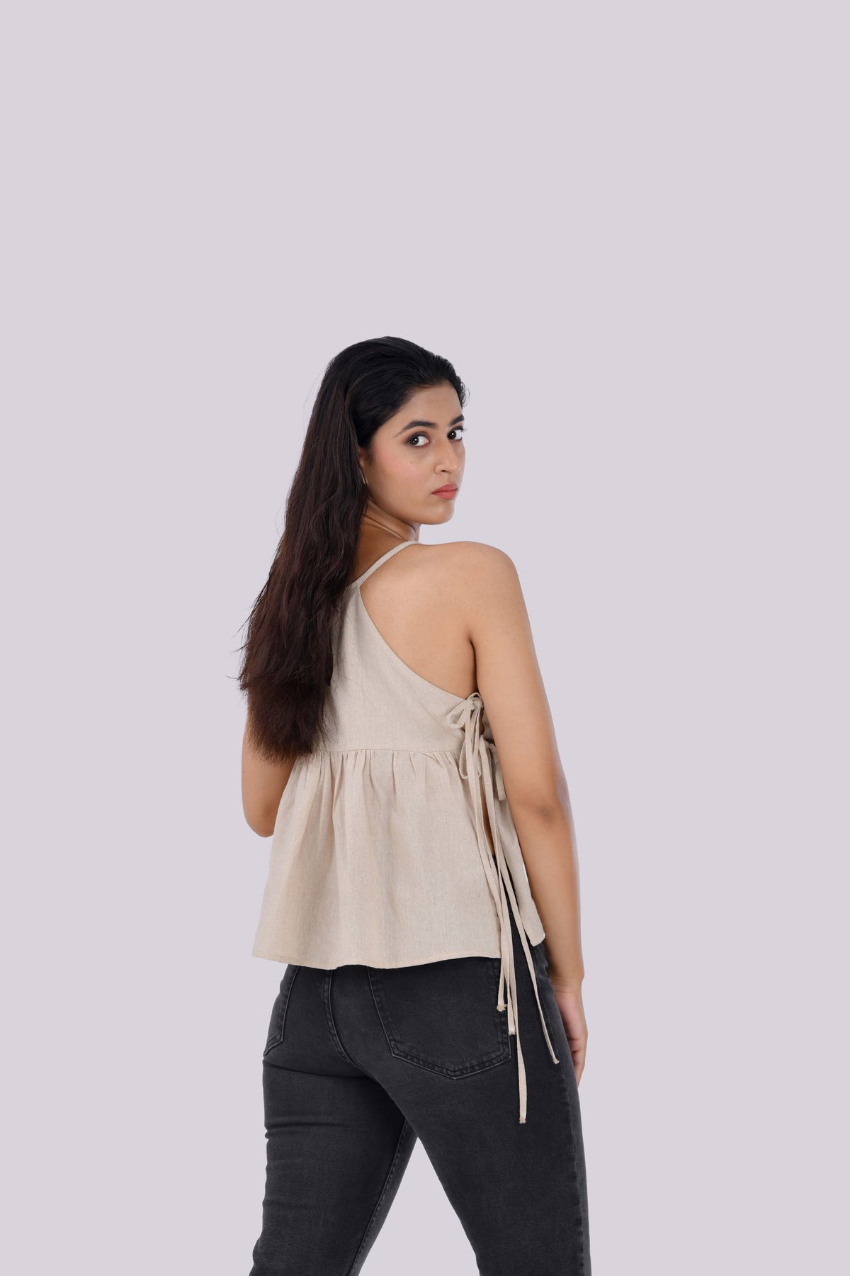 Sandstone Linen Minimalist Strappy Top