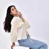 Caramel Sky Flared Hem Tie Up Top