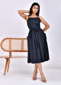 Sahara Dawn Black Belted Wrap Around Midi Dress