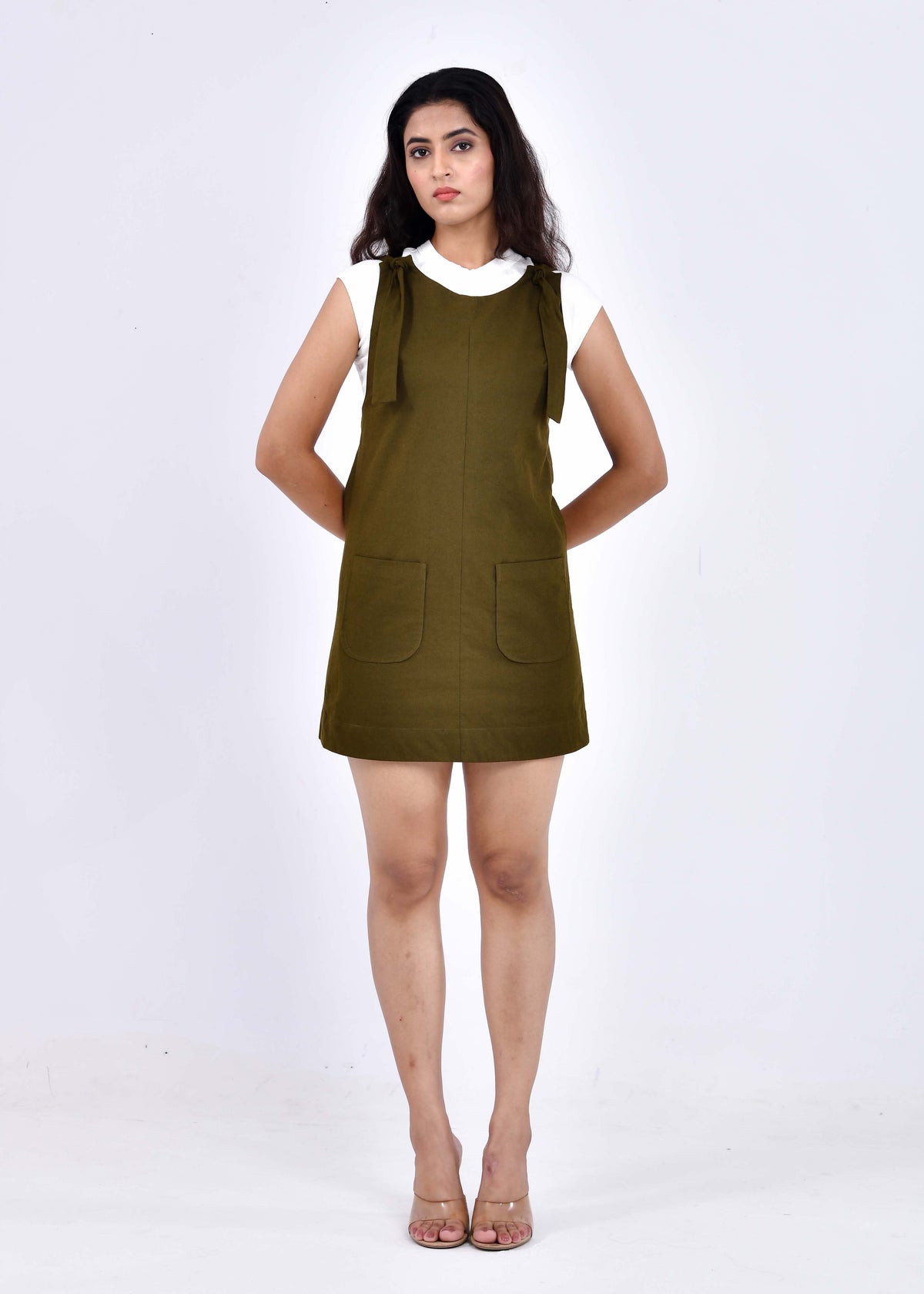 Olive Grove Short Dungaree Dress
