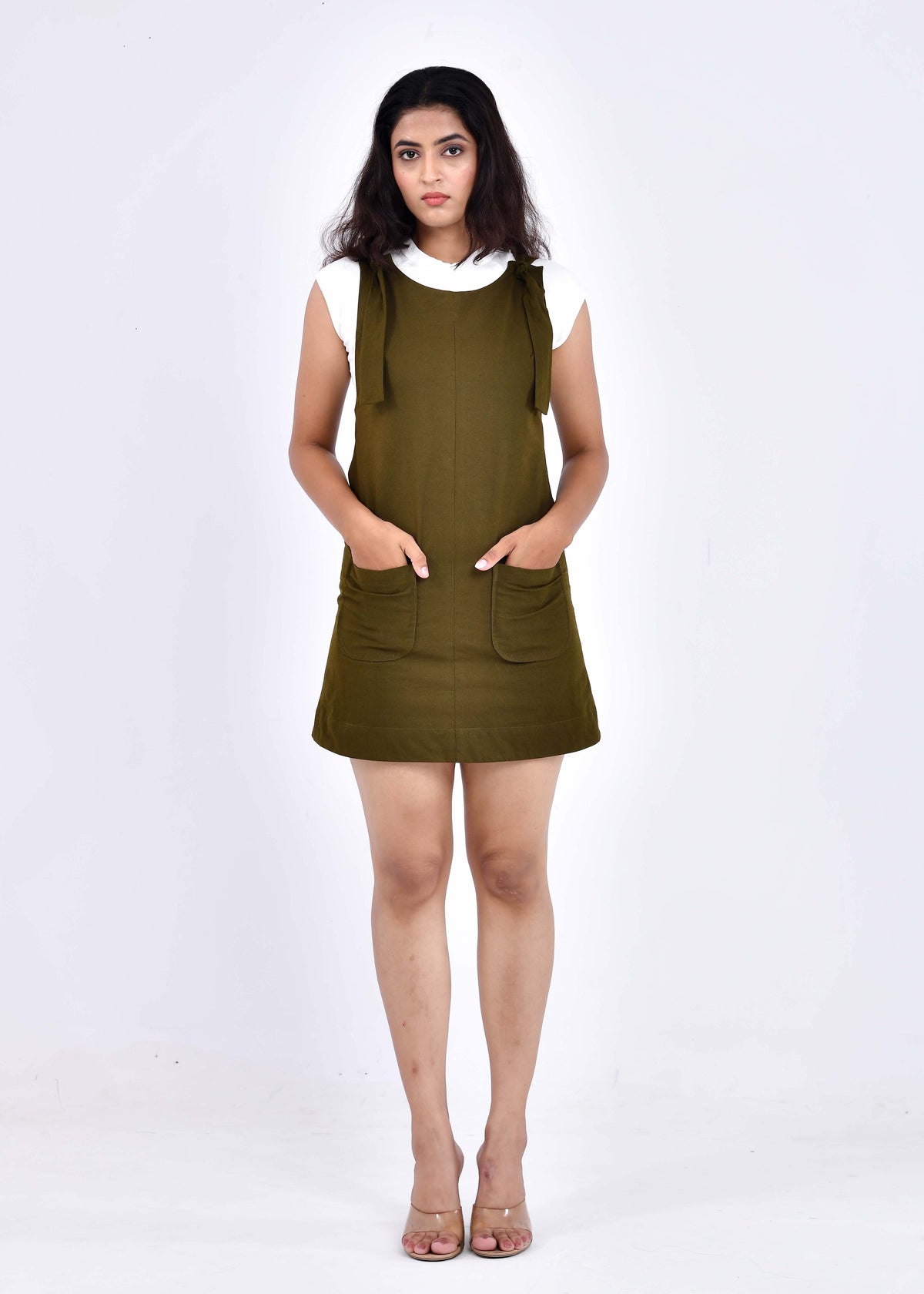 Olive Grove Short Dungaree Dress