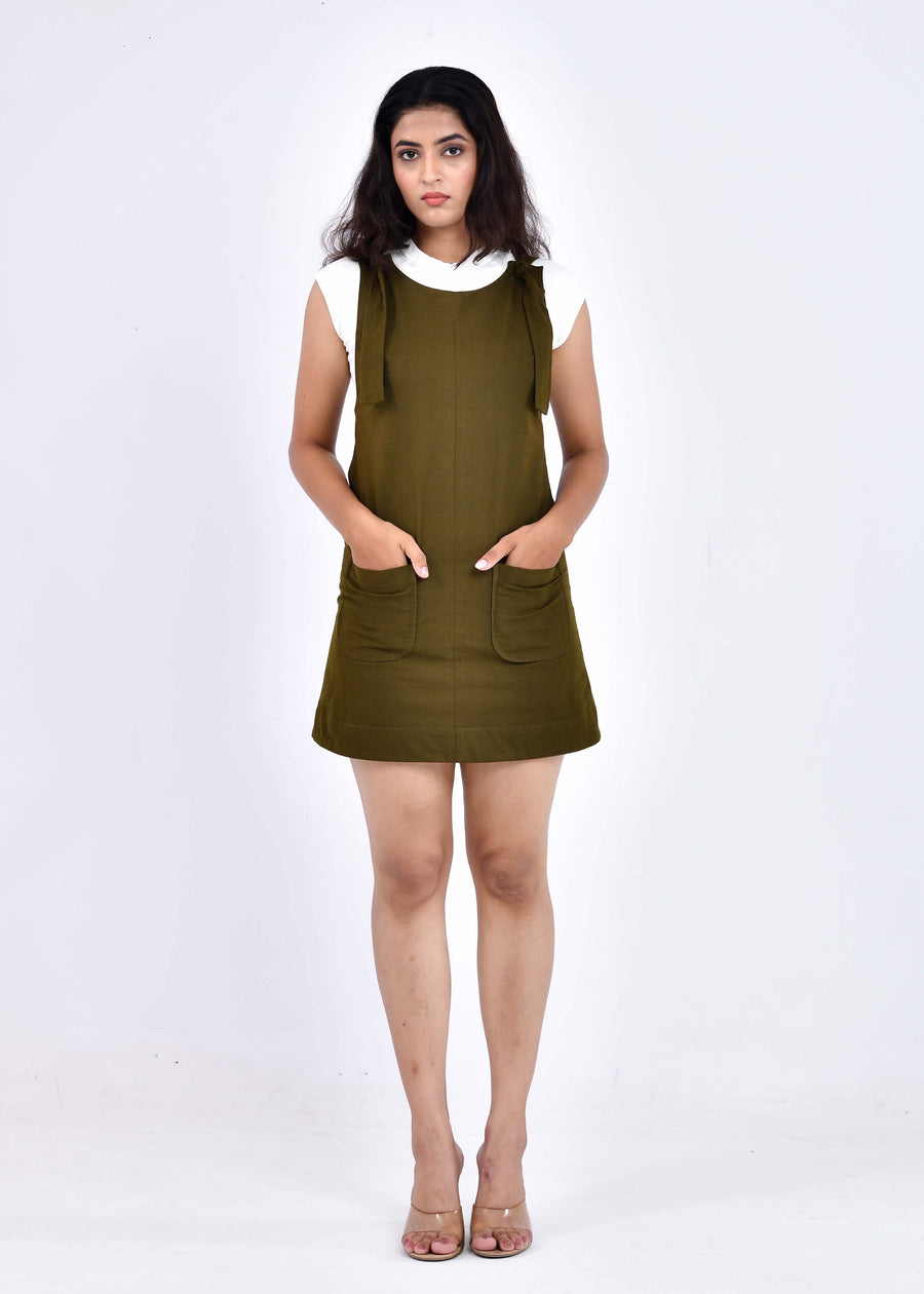 Olive Grove Short Dungaree Dress