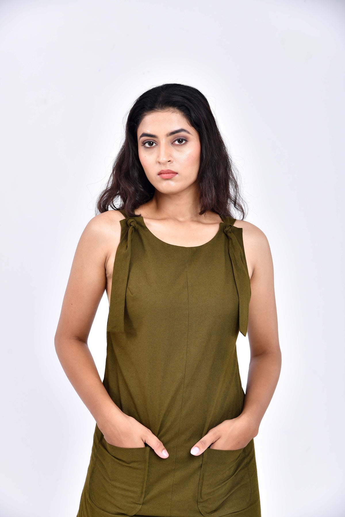 Olive Grove Short Dungaree Dress