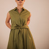 Olive Dune Flowy A-Line Dress