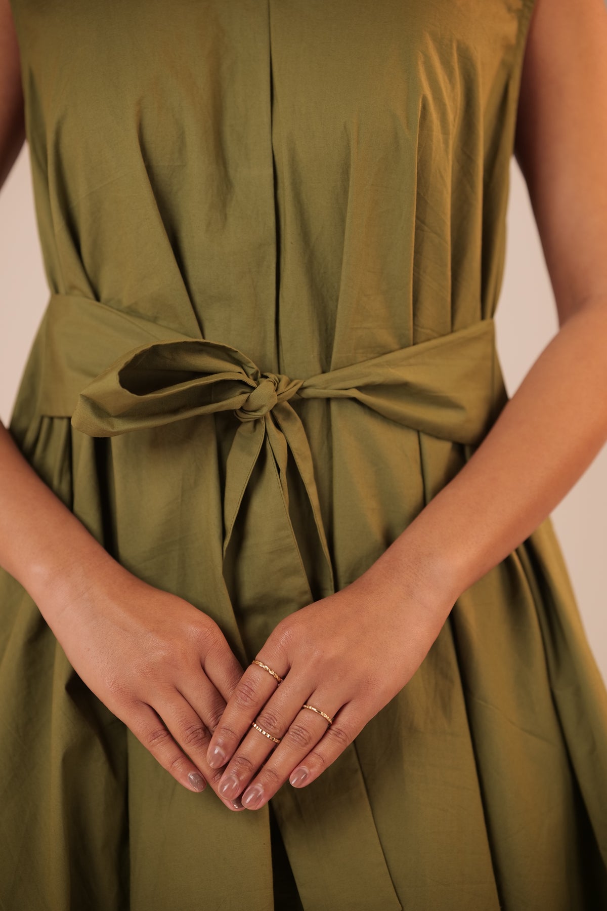 Olive Dune Flowy A-Line Dress