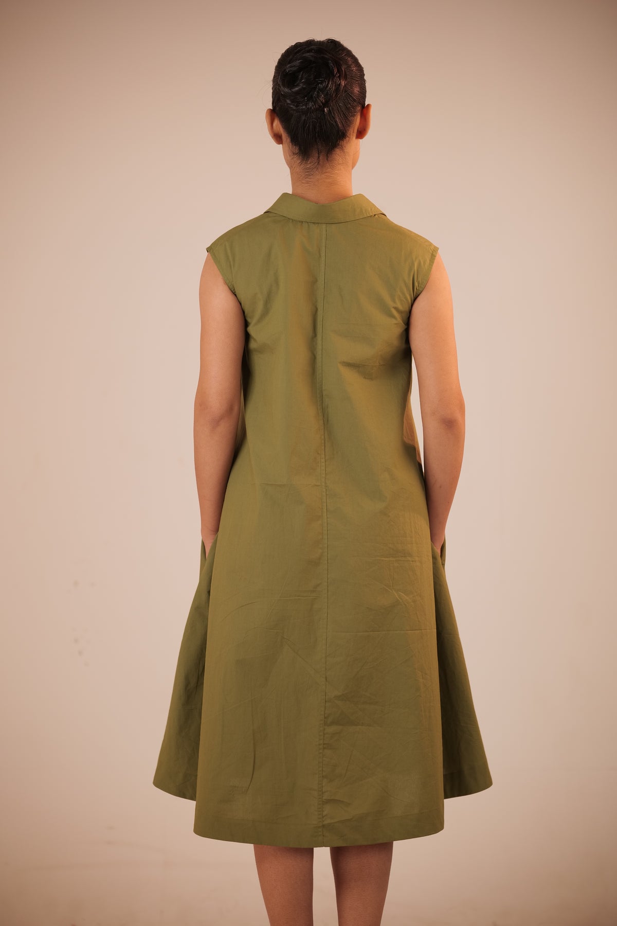 Olive Dune Flowy A-Line Dress