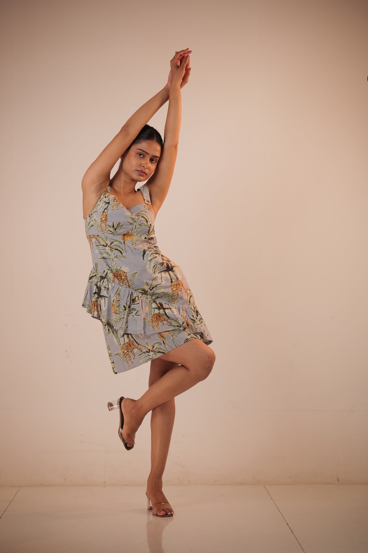 Ochre Square Neckline Low Back Dress