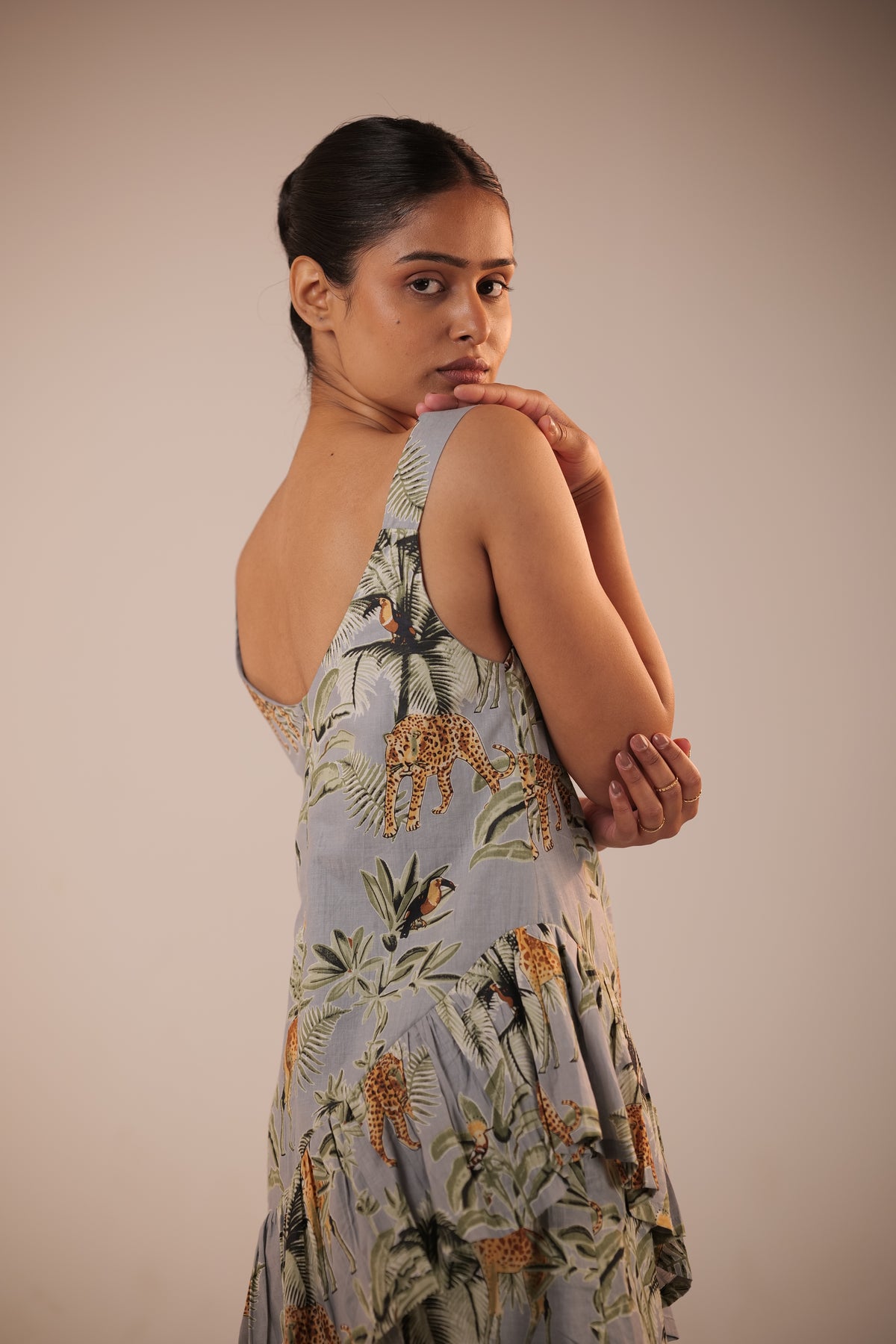 Ochre Square Neckline Low Back Dress