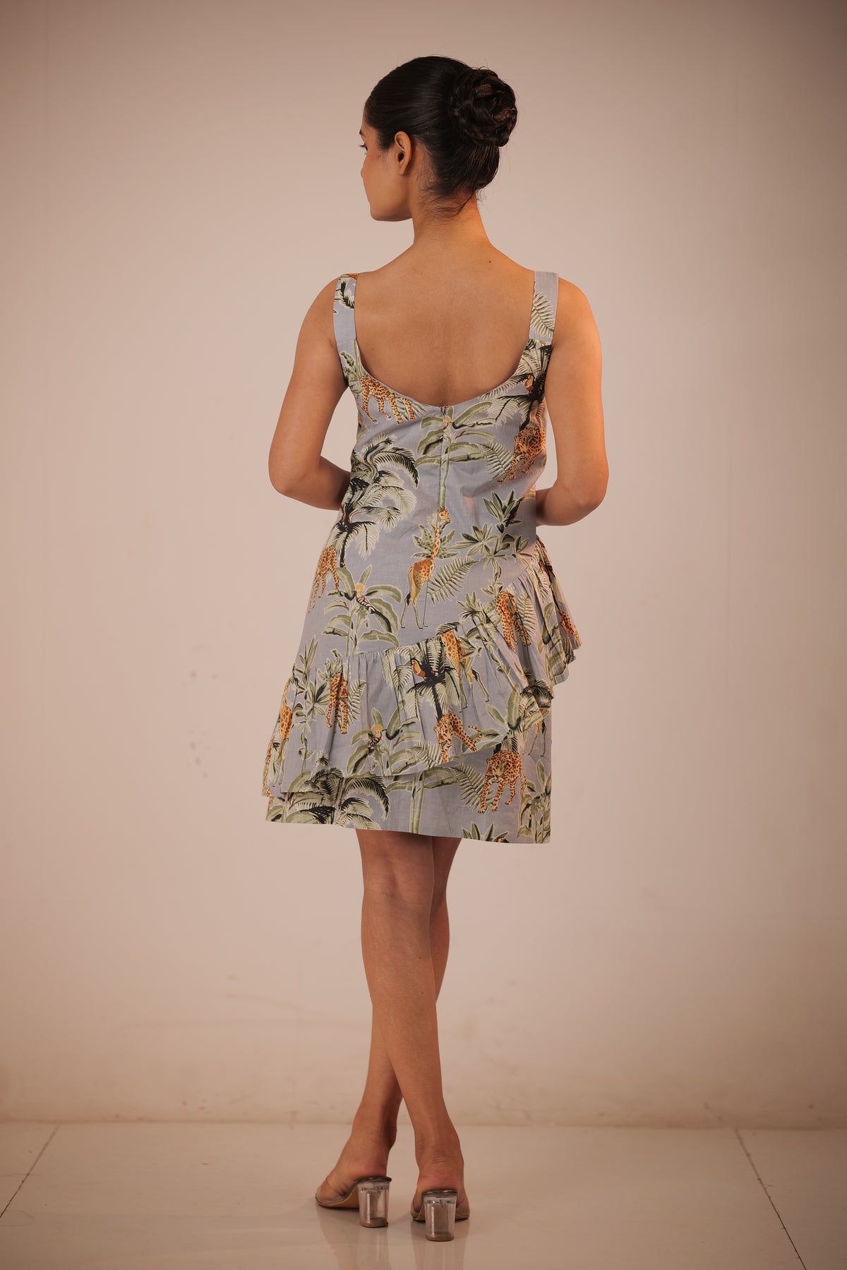 Ochre Square Neckline Low Back Dress
