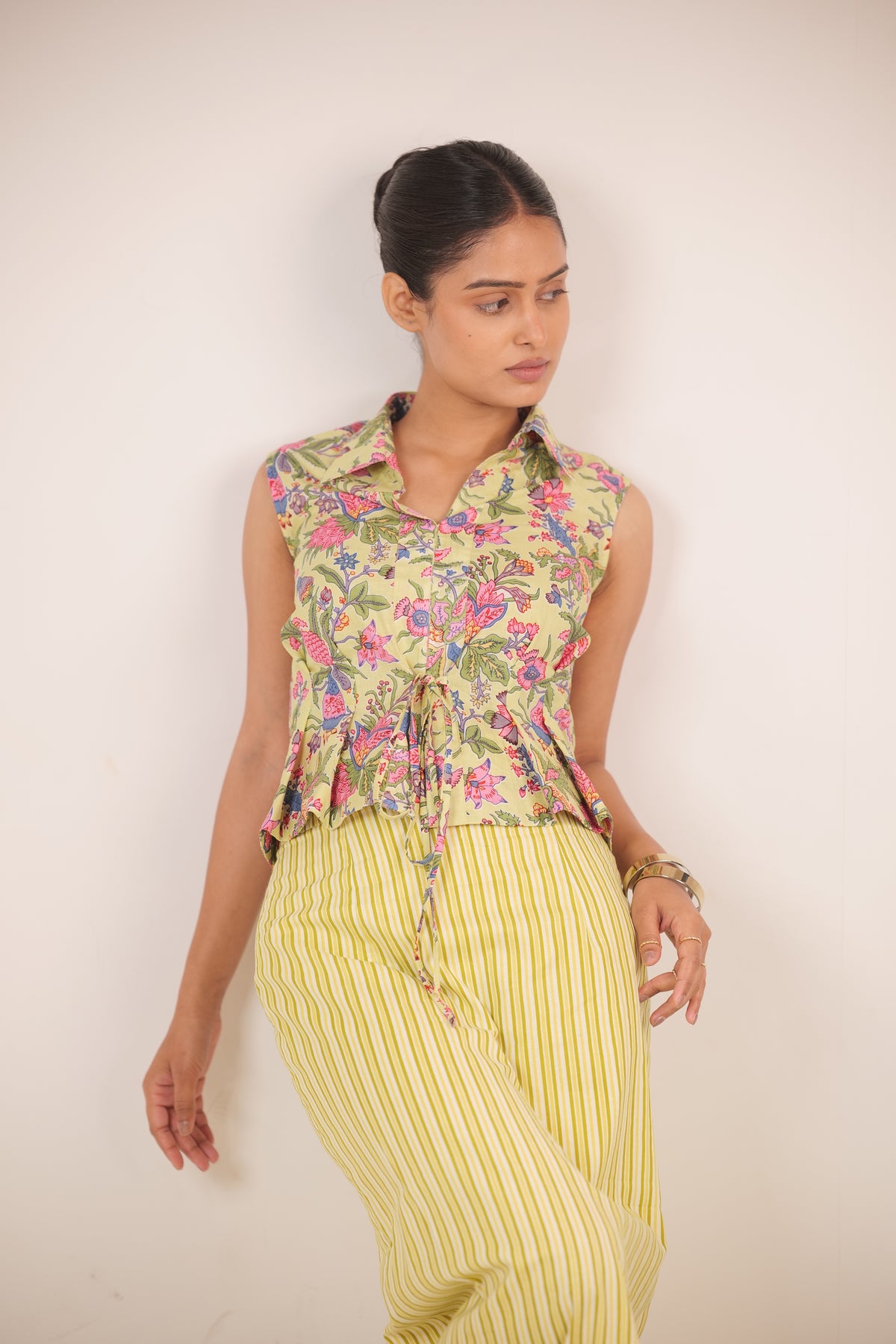 Citrine Sleeveless Collared Top