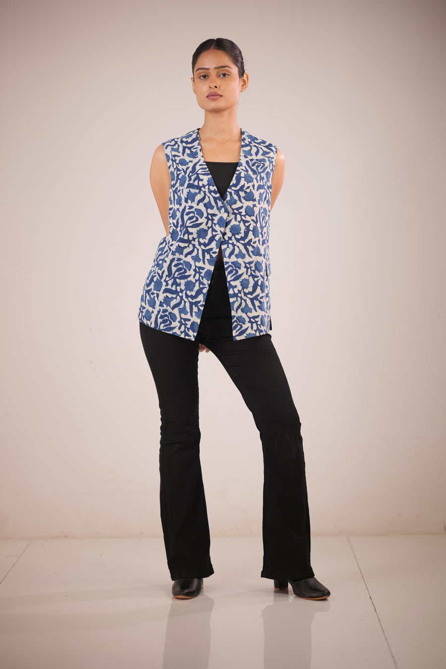 Bagru Edit Sleveless Overlay with Bagru Print